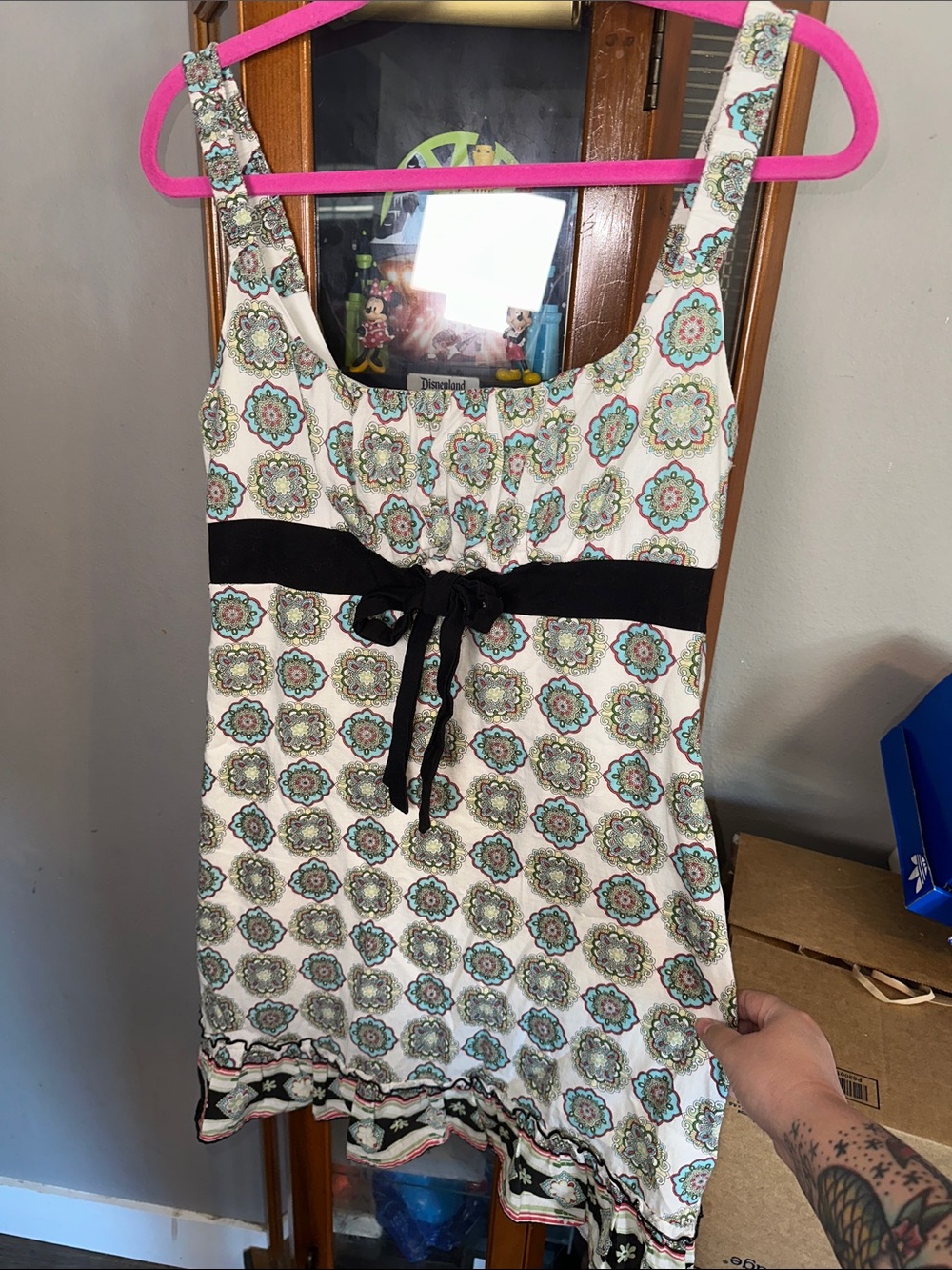 My Michelle Cream Floral Camisole with Black Waist Tie